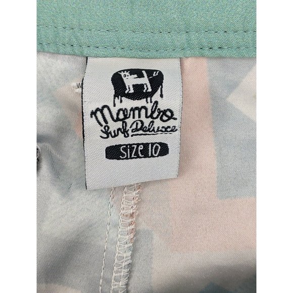 Mambo Boy's Board Shorts Size 10 Black Orange Geometric Zig Zag Pocket - Picture 11 of 12